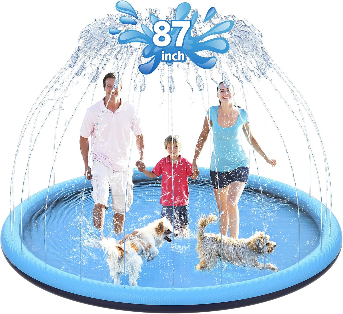 CACSPS non-slip splash pad for kids and dogs spraying water from a garden hose - view 7
