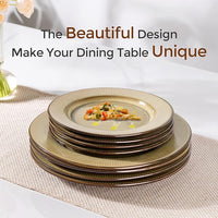 GBHOME Ceramic Dinnerware Sets,12 pcs Embossed Elegant Stoneware Plates and Bowls Sets, Housewarming Wedding Gift | Dishwasher & Microwave Safe | Dishes Set Service for 4