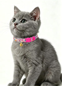 SOLMOONY Cute Cat Collar for Girl Boy - Pink Flowers - image 2