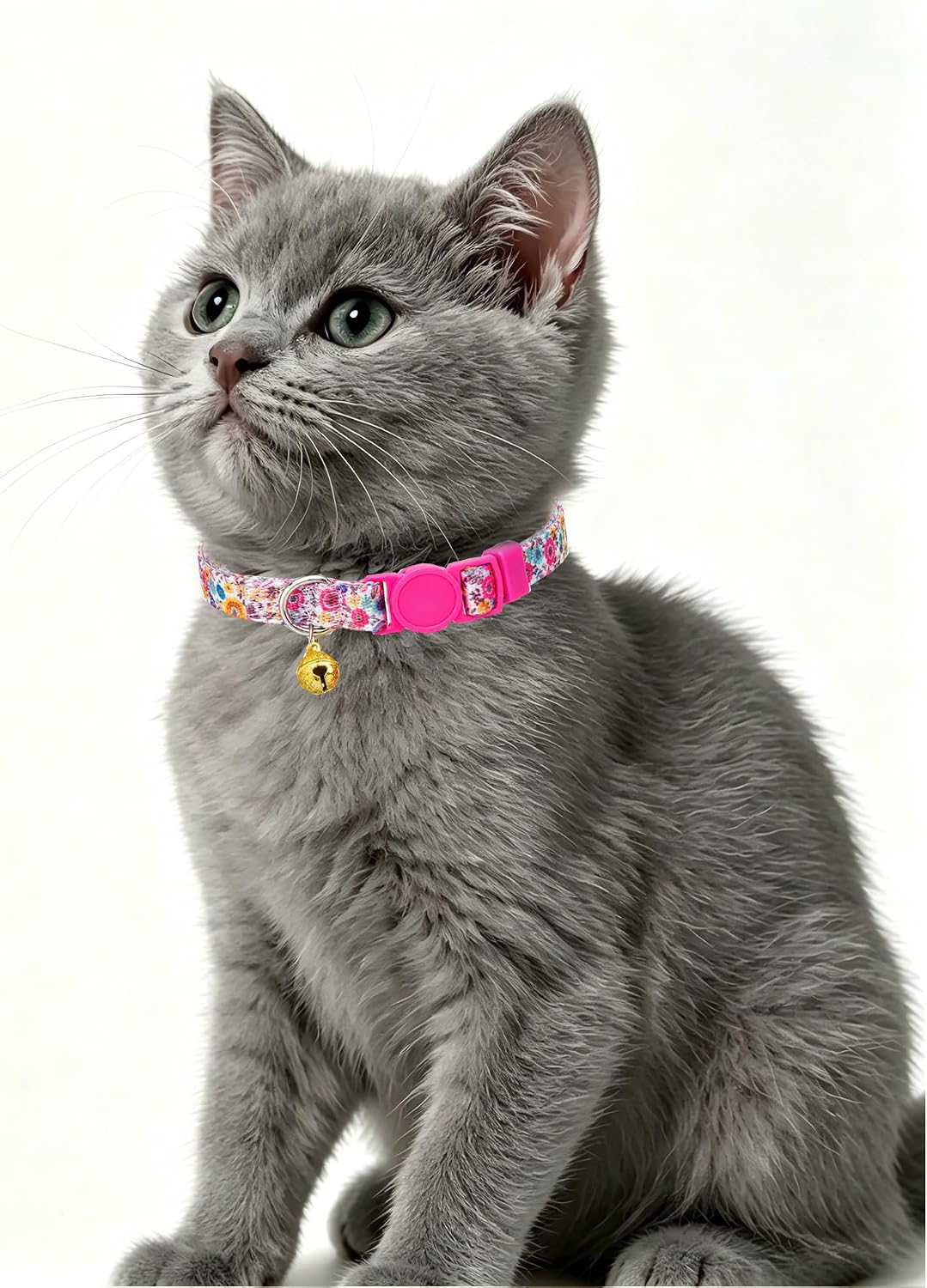 SOLMOONY Cute Cat Collar for Girl Boy - Pink Flowers - image 2