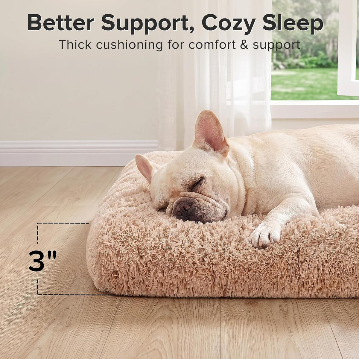 JOEJOY Large Dog Bed Crate Pad - 29.0"L x 21.0"W x 3.0"Th / Beige - image 3