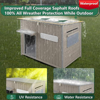 43.3" L Large Outdoor Dog House Weatherproof Doghouse for Medium to Large Dogs with Anti Bite Frames Wooden Dog Kennel with Window,8 Elevated Feet,Reinforced Bottom for Pet Up to 180 LBS