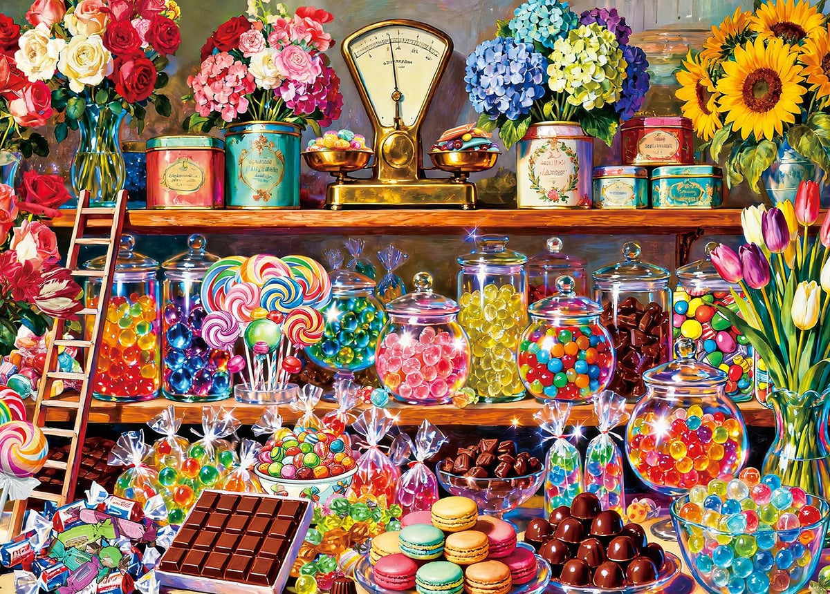 1000 Piece Jigsaw Puzzle, French Riviera Flower Market - Candy Store