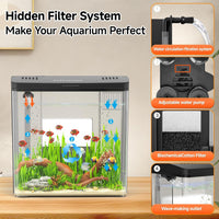 1 Gallon Acrylic Fish Tank Kit for Kids with Filter and 5-Mode Light – Essentials for Fish - image 3