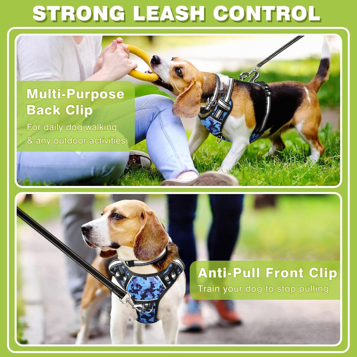 WINSEE Dog/Pet Harnesses No Pull with Dog Collar - Large / Blue Camo - image 3