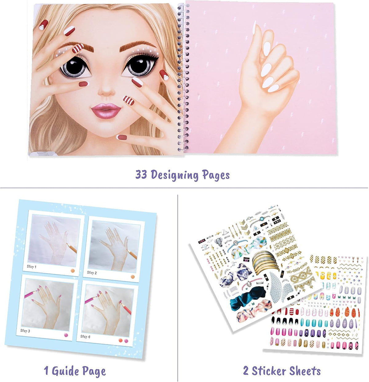 BSCOOL Nail Art Book for kids Stickers and Design Guides. - 2 PCS - Nail Design Studio - image 4