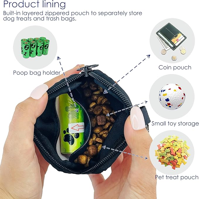Dog Treat Pouch for Pet Walking and Training with Clicker Poop Bags Small Fanny Zipper Pack Holder for Puppy Snack Dispenser Kit for Leash and Outdoor Use (Orange)