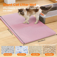 Cat Litter Mat, Double Layer Honeycomb Litter Box Mat – Daily Care for Cats - 46x26 Inches / Pink - image 2
