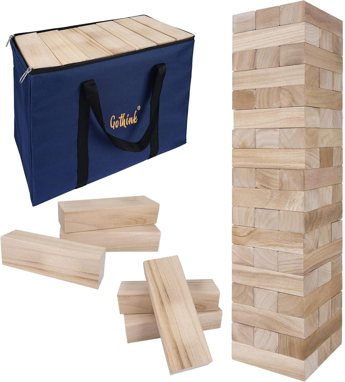 GOTHINK Giant Tumble Tower Game - Natural / XL- Over 5FT