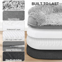 3.7 inch Thickened Orthopedic Dog Beds for Medium Dogs, Supportive Dog Sofa Bed with 28D Egg-Crate Foam, Removable Washable Plush Cover, Waterproof Lining, Half-Round Design for Puppy,Senior Dog