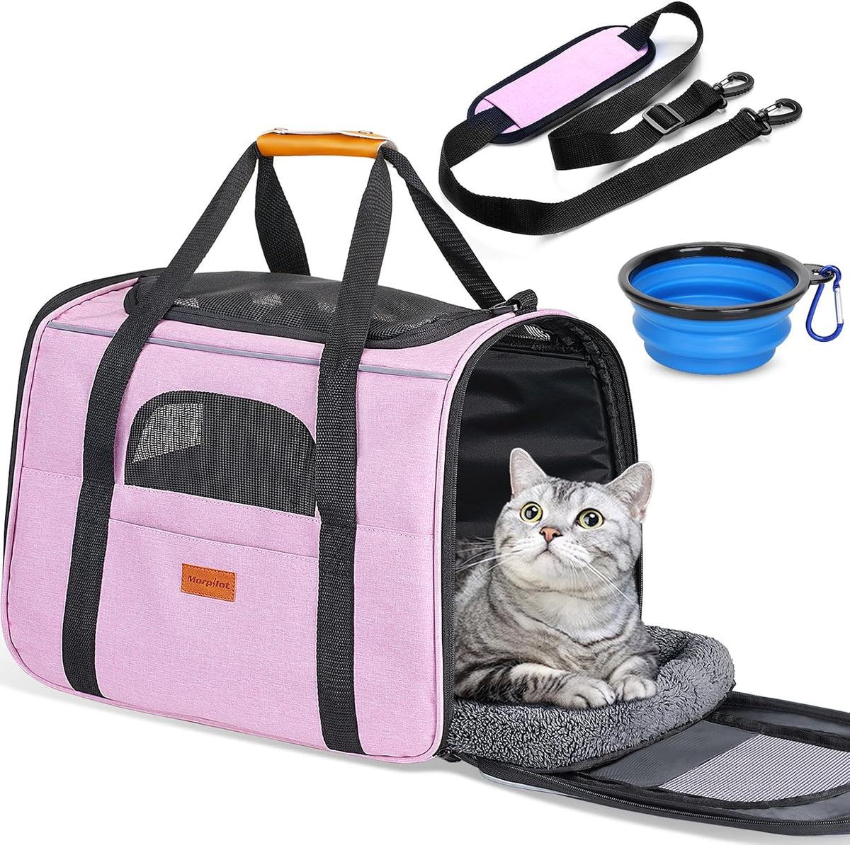 Morpilot Cat Carrier Soft for Large Medium Cats and Puppy up to – Essentials for Dogs - Pink / 17.3"L x 12.2"W x 13.4"H