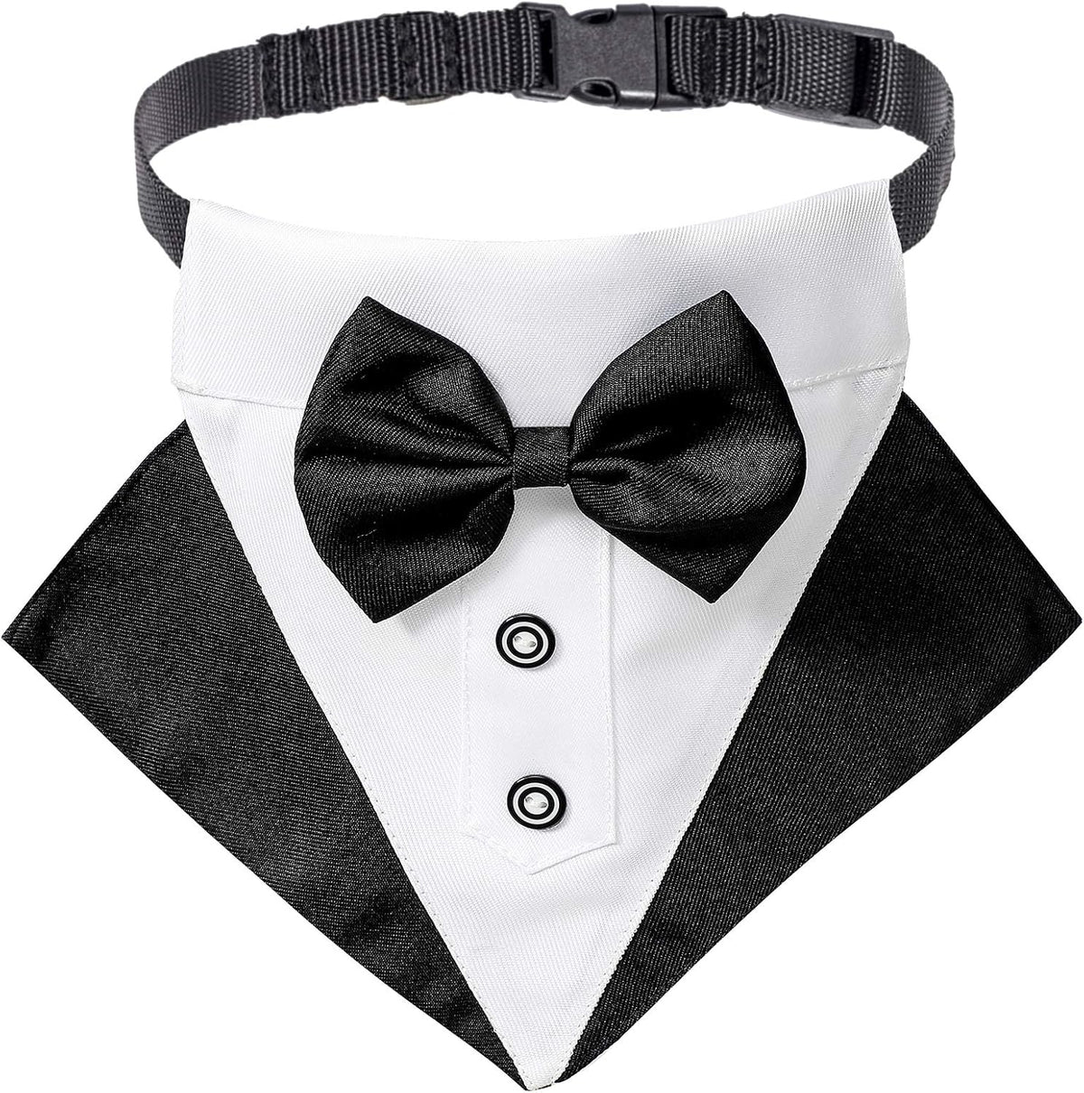 ADOGGYGO Dog Tuxedo Collar, Wedding Dog Bow Tie - Small / Black&White