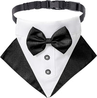 ADOGGYGO Dog Tuxedo Collar, Wedding Dog Bow Tie - Small / Black&White