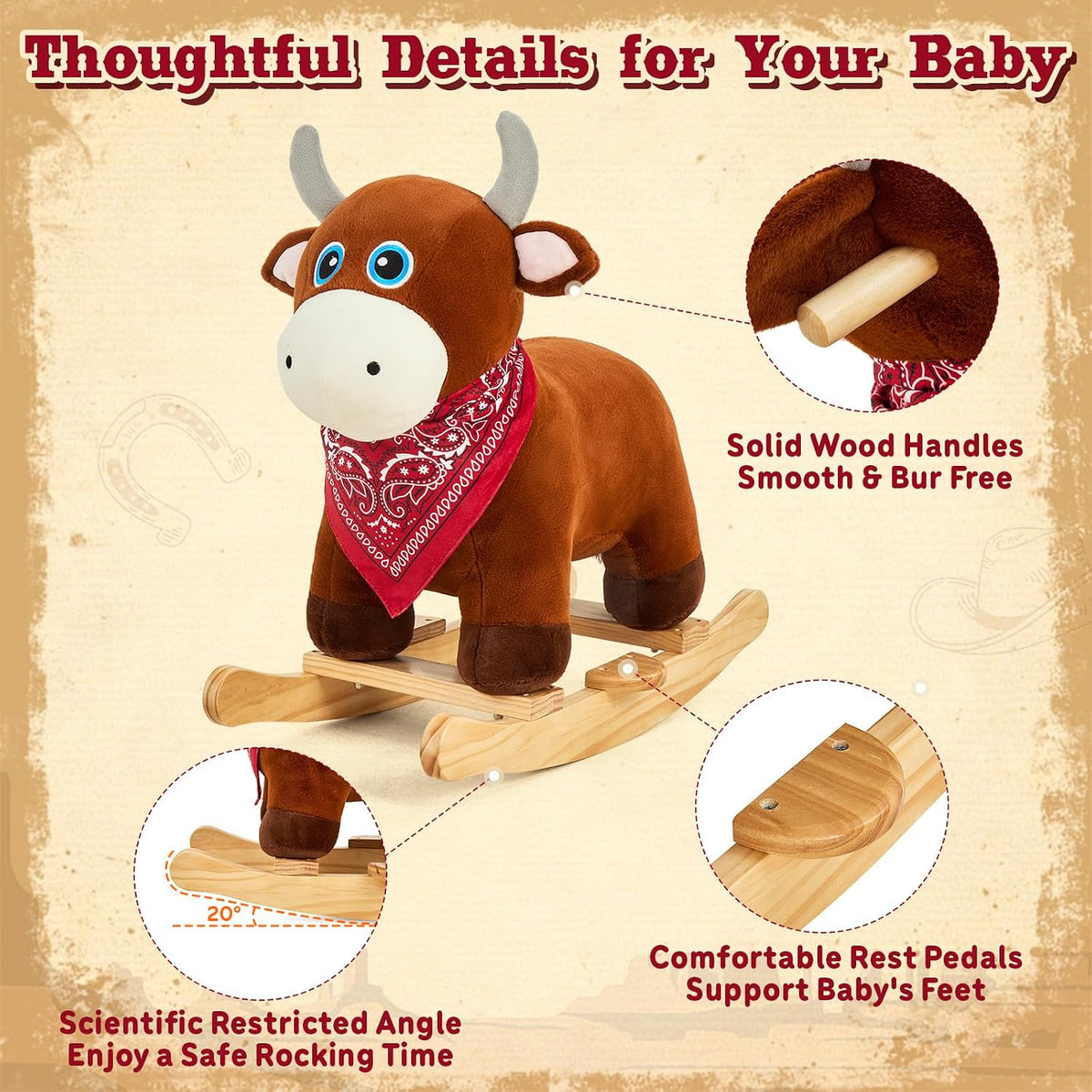 FUNLIO Unicorn Baby Rocking Horse - Youthful-bull - image 4