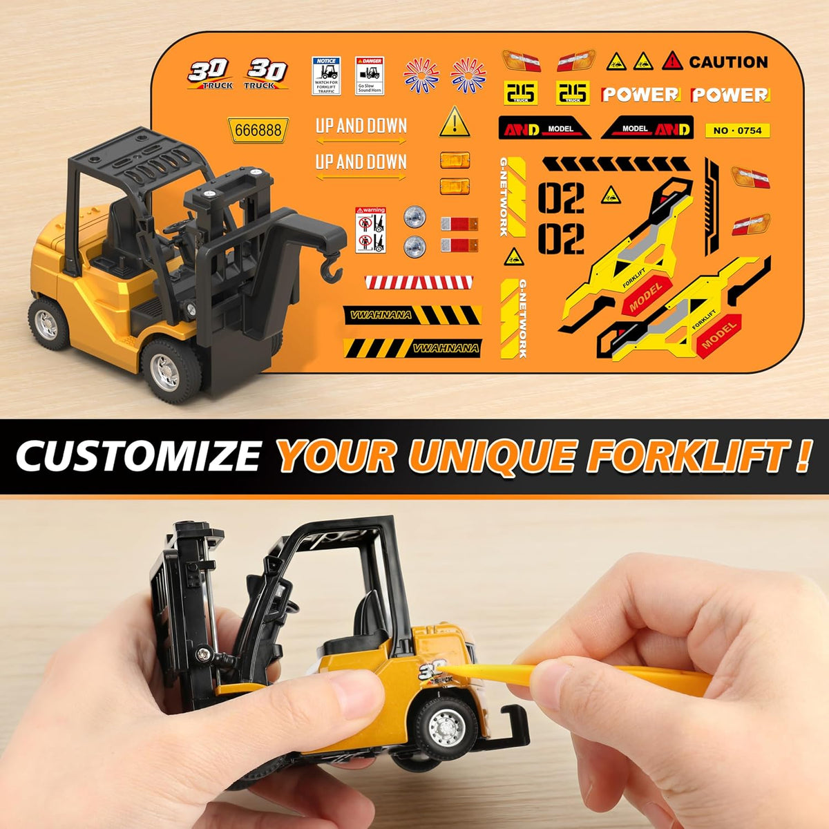 1:24 RC Forklift Toy for Kids - Yellow / 1:64 Scale with Trailer (9.06 x 1.57 x 2.56 inch) - image 4