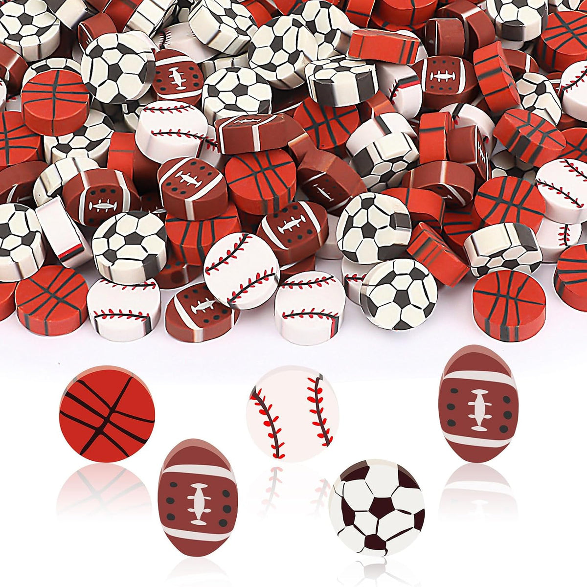 JUNEBRUSHS 150Pcs Fall Mini Erasers - baseball Style
