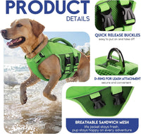 ASENKU Dog Life Jacket, High Floatation Dog Swimming Vest with Rescue Handles for Small Medium - Large / Green - image 2