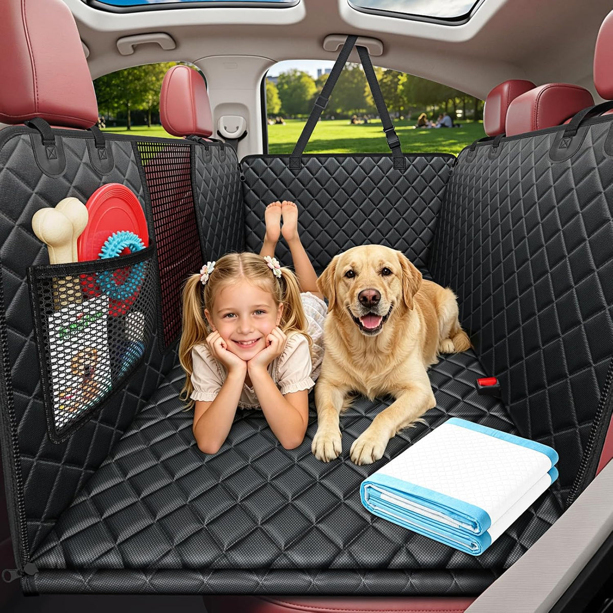 URPOWER Dog Car Seat Cover for Back Seat - Matte Black / Standard - 54" Length
