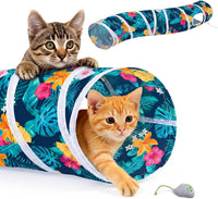 Glittme Cat Tunnel, Cat Tunnels for Indoor Cats - Dark Teal Tropical