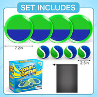 Officygnet paddle toss and catch ball game with 4 green paddles and 4 sticky balls - view 3