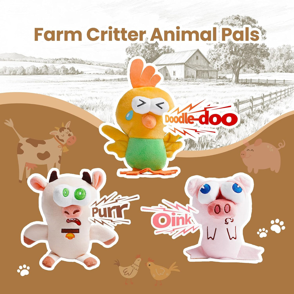 Nocciola 5-Pack Squeaky Dog Toys - 3-Pack / Farm Critter - image 2