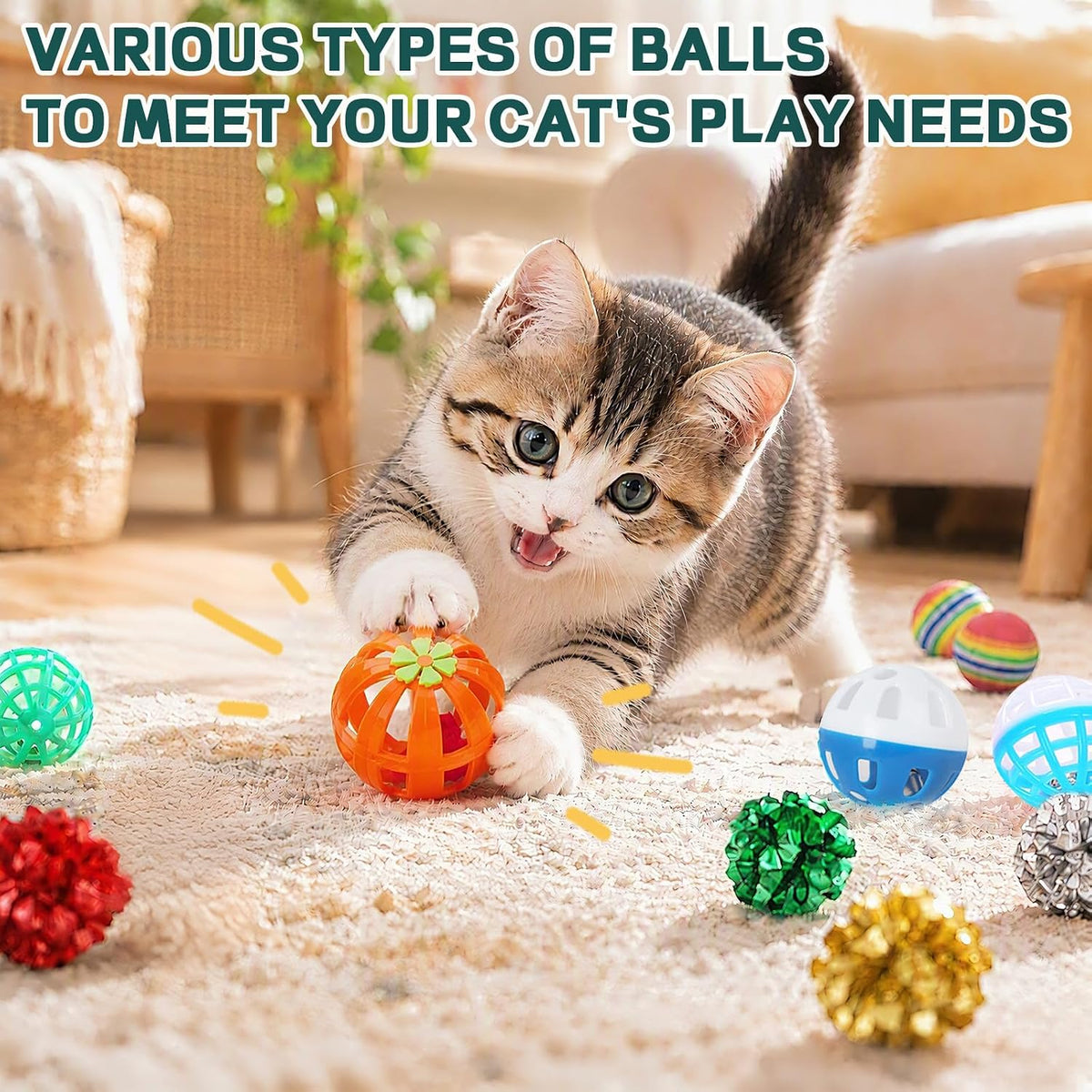 iCAGY 25 Pcs Cat Toys Set, Cat Tunnel Toy for Indoor Cats - Basic Set - image 3