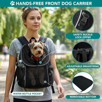 PetAmi Dog Carrier Backpack, Hands Free Front Pet Carrier - Black / 15.5"L x 9.0"W x 15.5"H - image 3