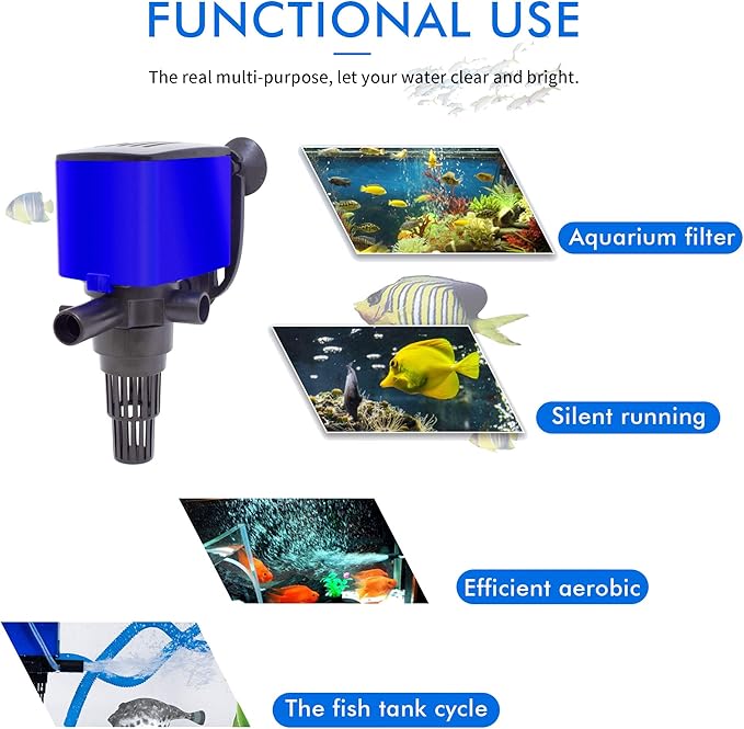 Water Pump 320 GPH Submersible Internal Aquarium Powerhead Water Pump Ultra Quiet for Aquarium,Fish Tank-2 Pack -3 Pack