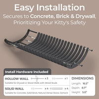 Cat Wall Shelves Set, Indoor & Outdoor by Pryde Pets - Charcoal / 1 Curved Cat Climber - image 4