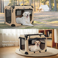 Portable Collapsible Dog Crate - Beige / 40.0"L x 27.0"W x 27.0"H - image 2