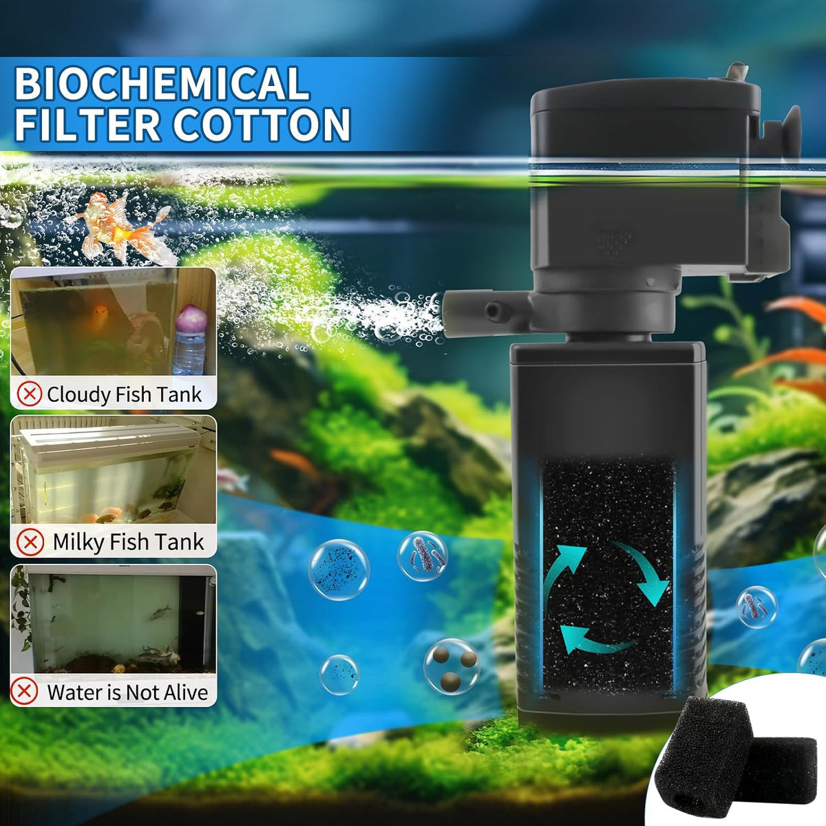 Aquarium Filter for 55-150 Gallons Tank - Black / 20-45 Gallon Fish Tank - image 3