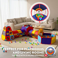 Playz 5pc Pop Up Play Tent and Crawl Through Tunnels for Kids w/Carry - Blue, Yellow, Red - image 3