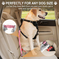 Dog Seat Belt for Car, Retractable Pet Safety Harness - Light Pink-2PCS - image 2