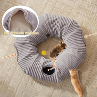 Cat Tunnel Bed for Indoor Cats - Light Grey / XL:37.5X37.5X10" - image 4