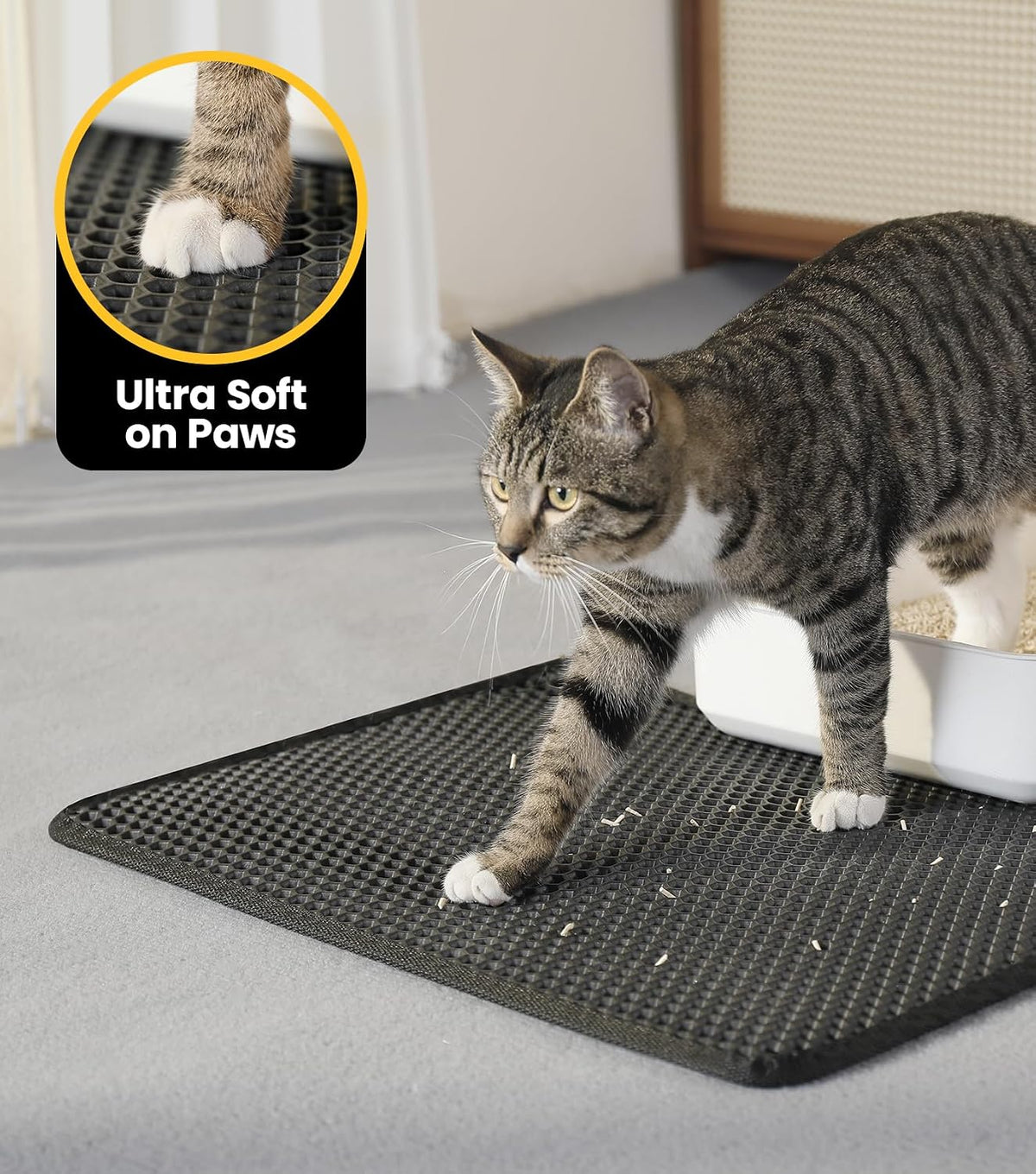 Cat Litter Mat Compact Size 23.6"x14.6" for Small Spaces - Black / 46" x 35" (1 Pack) - image 4