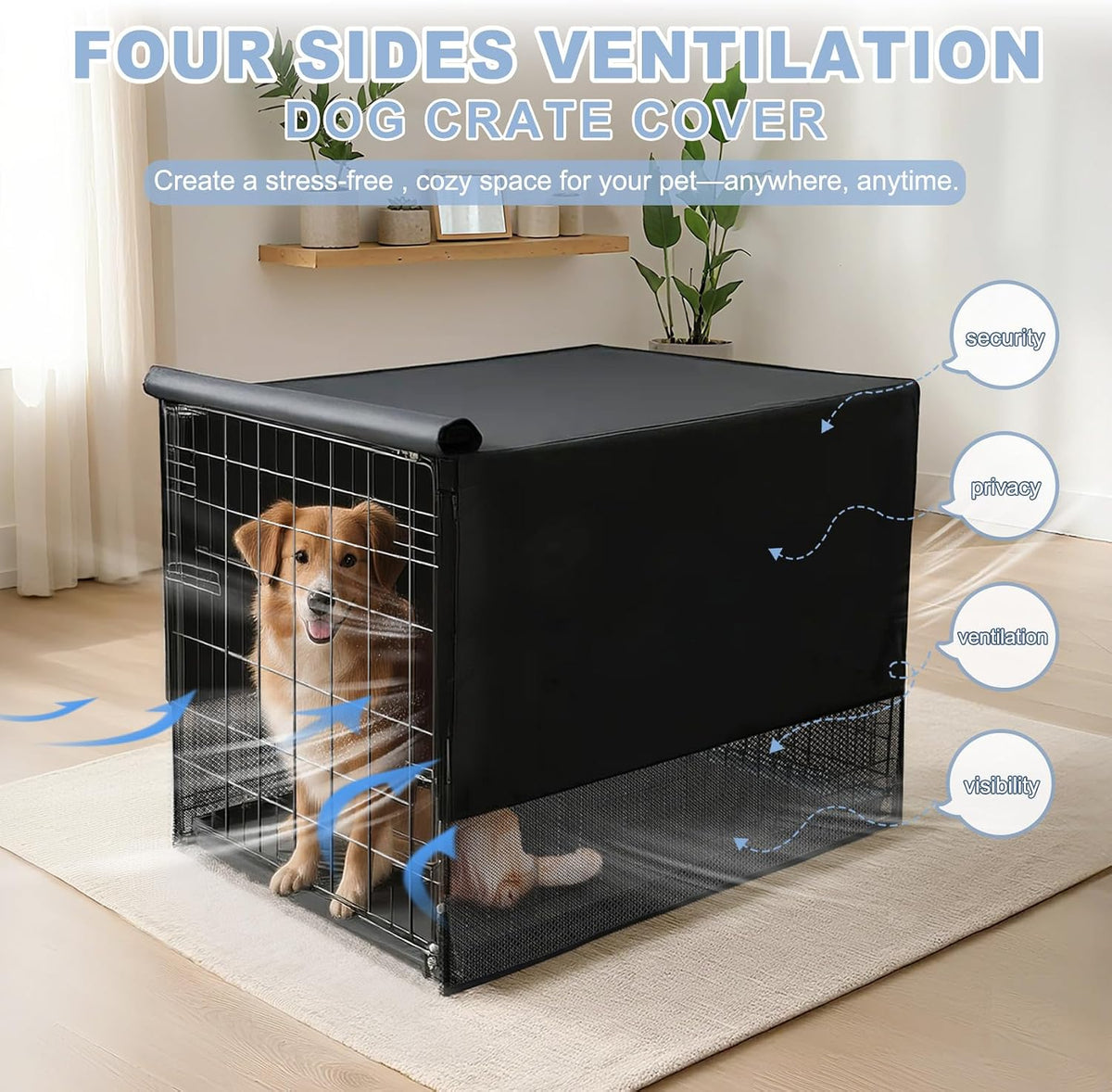 Explore Land Breathable Dog Crate Cover - 30"L x 19"W x 21"H / Black - image 2