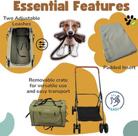 Pet Stroller Foldable Travel Crate for Small and Medium Dog and Cat, Portable Pet Travel Carrier, Pet Jogger with Detach Carrier