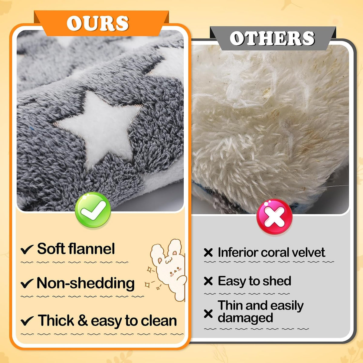 15.7" x 14" Bunny Bed for Rabbit Cage, Thickened & Soft – Daily Care for Small Pets - Gray - Star / 15.7 x 14In - image 3