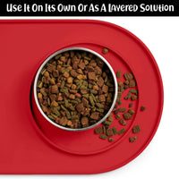DogBuddy Dog Food Mat, Waterproof Dog Bowl Mat - 10"L x 10"W / Red - image 4