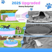 2025 Updated Foldable Dog Pool, 79" x 12" Kiddie Pool with Hard Plastic, Non-Slip Dog Bath Tub for Outdoor Backyard, Collapsible Dog Swimming Pool for Kids Dogs Pets (Pink)