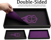 Forged Dice Co. Dice Tray 14" - Black Tray W/ Purple/Black D20 Icon Mat - image 2