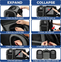 Apollo Walker Cat Backpack Carrier, Support Frame - Gray / Large-Expandable - image 2
