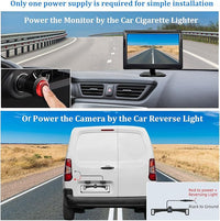 Kairiyard License Plate Backup Camera with 5in Monitor, 170 Degree Wide Angle DIY Grid Lines Waterproof Reverse Rear View Camera Systems for Truck Car Trailer SUV