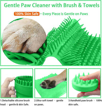 Dog Paw Cleaner Cup with Detachable Top Brush for Large & XL Dogs – Essentials for Dogs - Large(3Towels&Brush) / Green - image 4