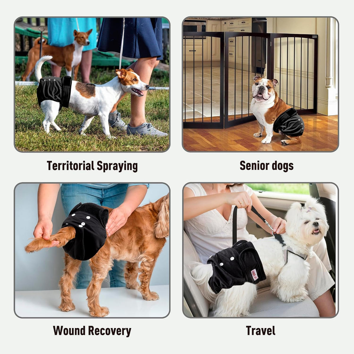Washable Reusable Female Dog Diapers Small Medium Large Doggie Puppy - Black / X-Large / 5 - image 3