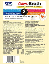 INABA Churu Broth for Cats, Side Dish Pouch, 1.4 Ounces per Pouch, 12 Pouches, Chicken & Seafood Variety