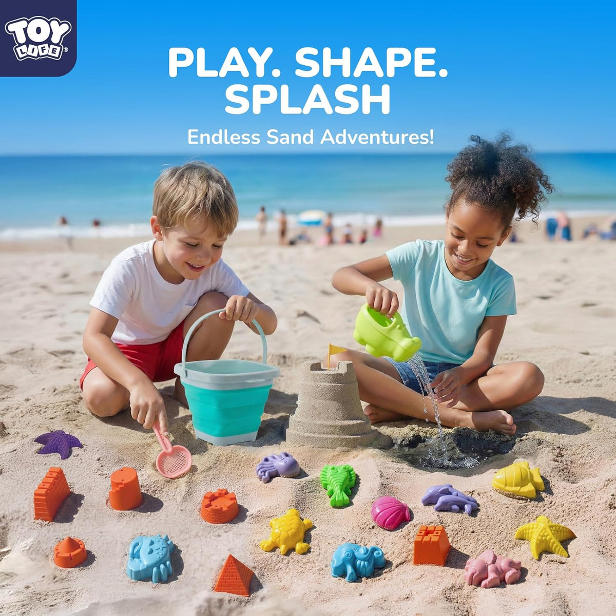 TOY Life Beach Sand Toy Set with Dump Truck & Bucket, Ages 3-5 – Fun for Kids & Family - 23 Pcs Ocean-themed - image 3