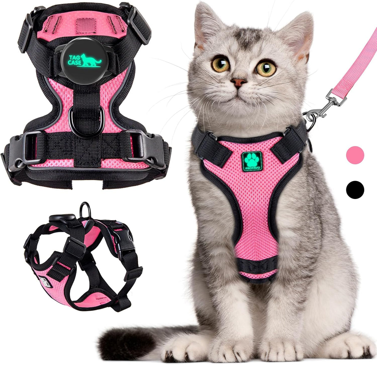 Cat Harness and Leash for Walking - S / Pink