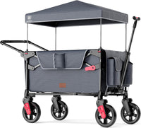 EVER ADVANCED Wagon Stroller for 2 Kids - Dark Grey / Folded Size: 27.5" x 9" x 16"
