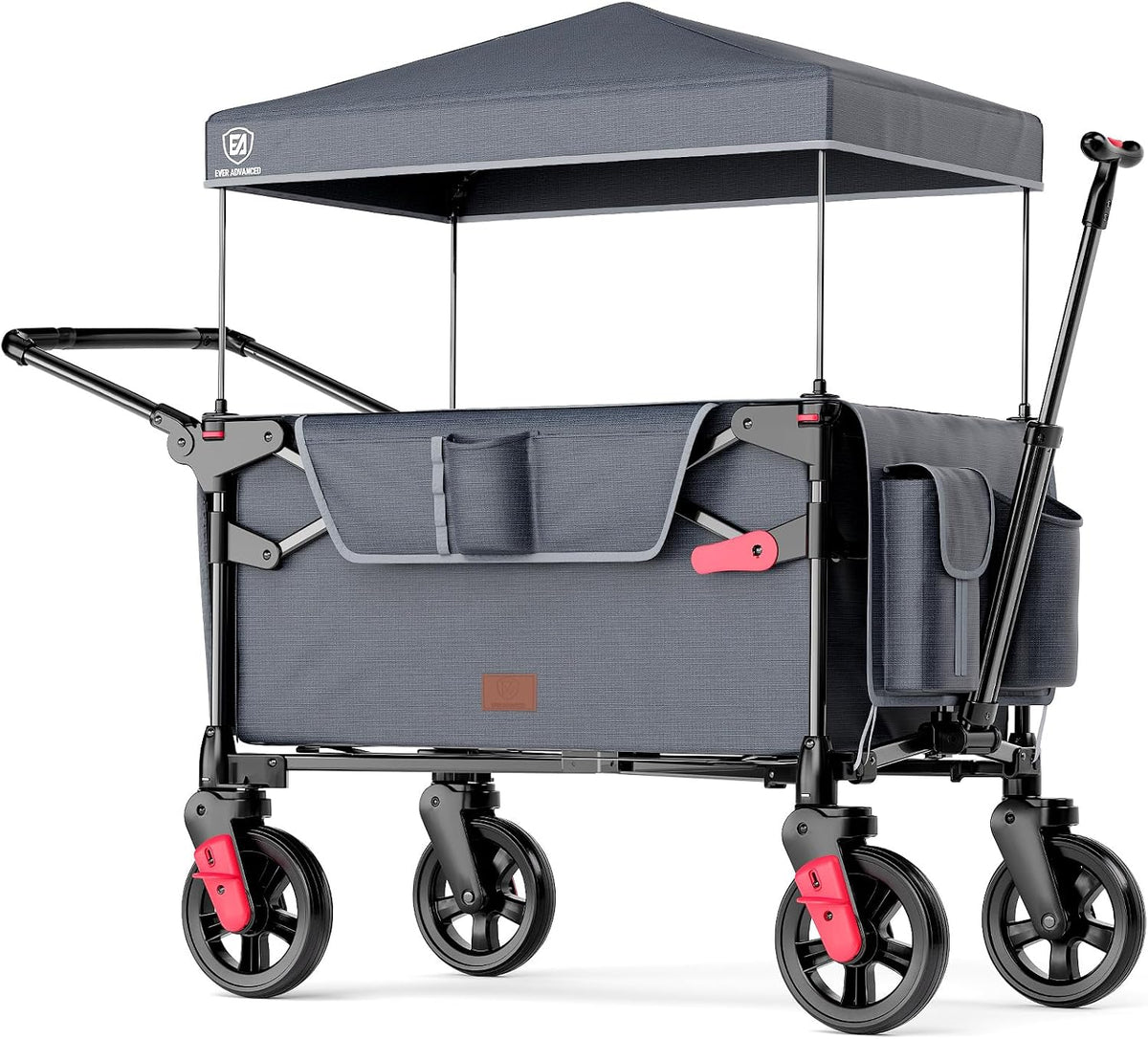 EVER ADVANCED Wagon Stroller for 2 Kids - Dark Grey / Folded Size: 27.5" x 9" x 16"